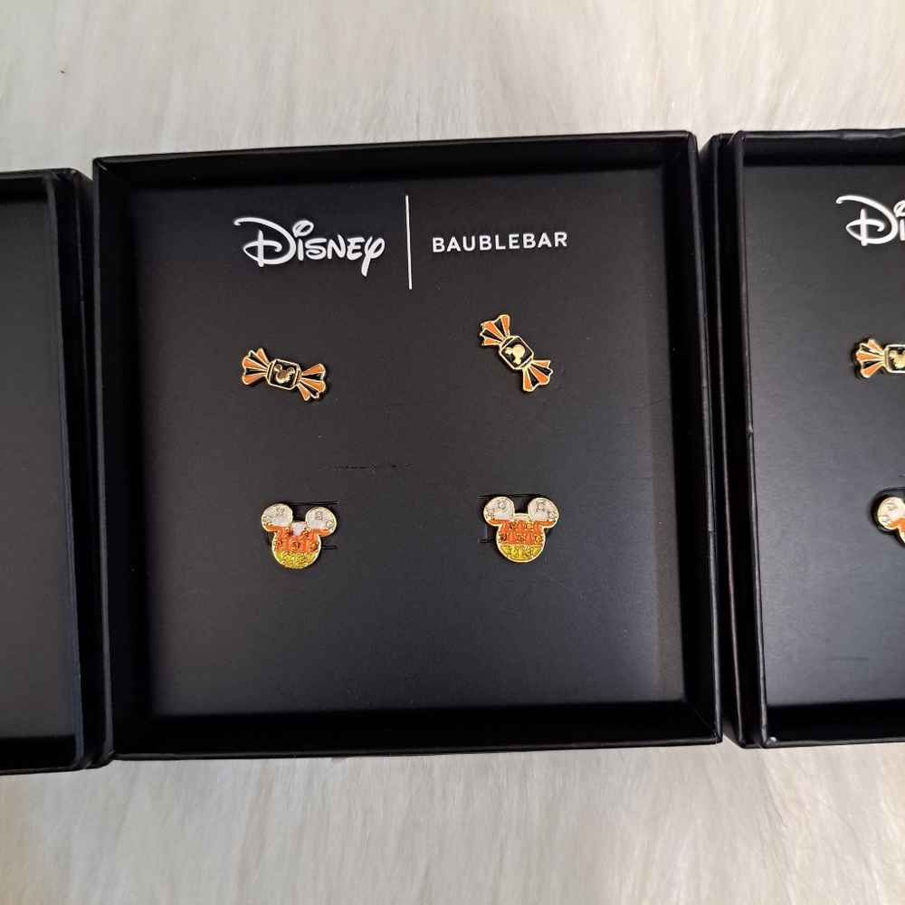 BaubleBar X Disney Mickey Mouse Halloween Stud Earrings Candy Corn 3 Boxes - Picture 3 of 5
